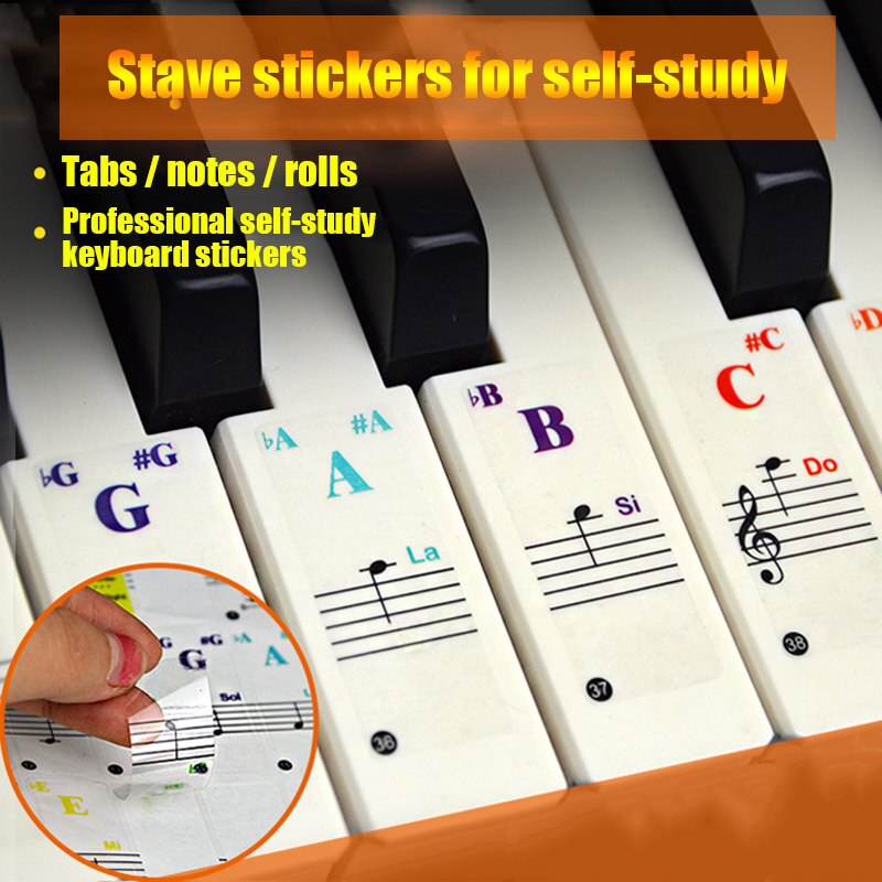 Piano Stickers Voor Sleutels Kleurrijke Transparante Piano Toetsenbord Stickers Volledige Set Sticker Herbruikbare B2Cshop
