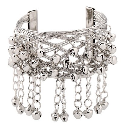Bracciale Rigido Etnico - Diametro Interno Regolabile 7cm - Motivo Pianta - Placcato Oro/Argento/Bronzo: Argento B0128Z