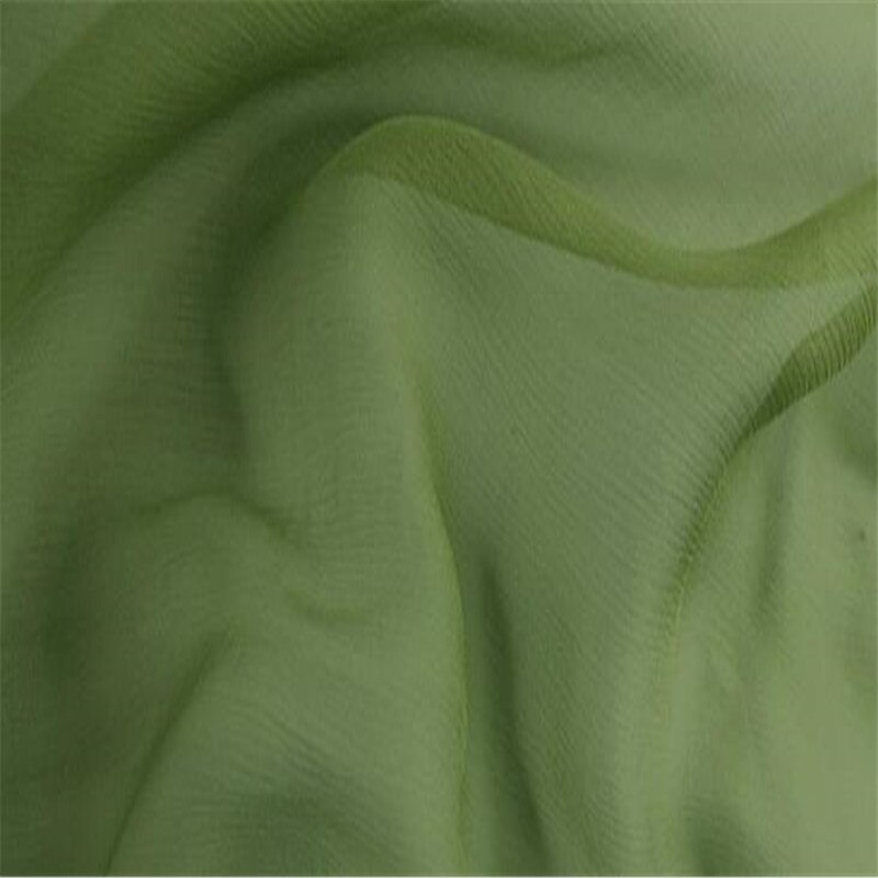 Tissu en mousseline de soie froissée , 5.5 m/m, 140cm, 54 pouces, crêpe Georgette de soie pour foulard: 11 army green