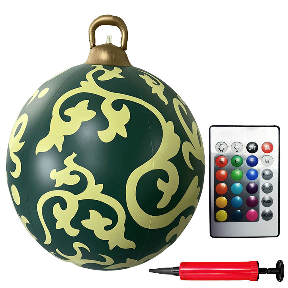 24 Inch Opblaasbare Kerstballen Met Verlichting Buiten Kerstversiering Pvc 60Cm Gigantische Kerstballen Vakantiedecor