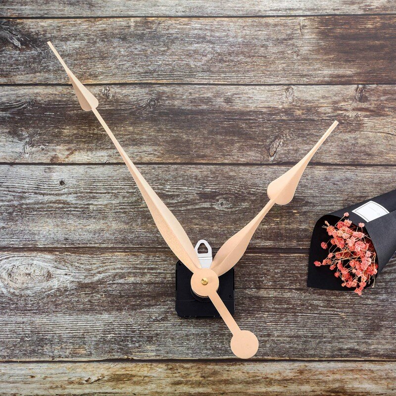 High Torque Long Shaft Clock Movement Mechanism with 12 Inch Long Spade Hands (Gold)