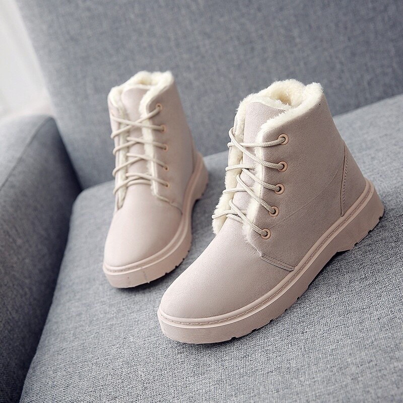Vrouwen Laarzen Winter Schoenen Vrouw Snowboots Grote Pluche Binnenkant Botas Mujer Waterdichte Australische Laarzen Vrouwelijke Booties: Beige / 38