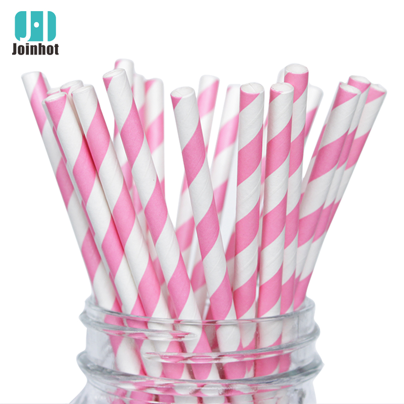 200 Biodegradable Paper Straws Assorted Rainbow Colors Striped Drinking Straws for Juice birthdays partys: Beige