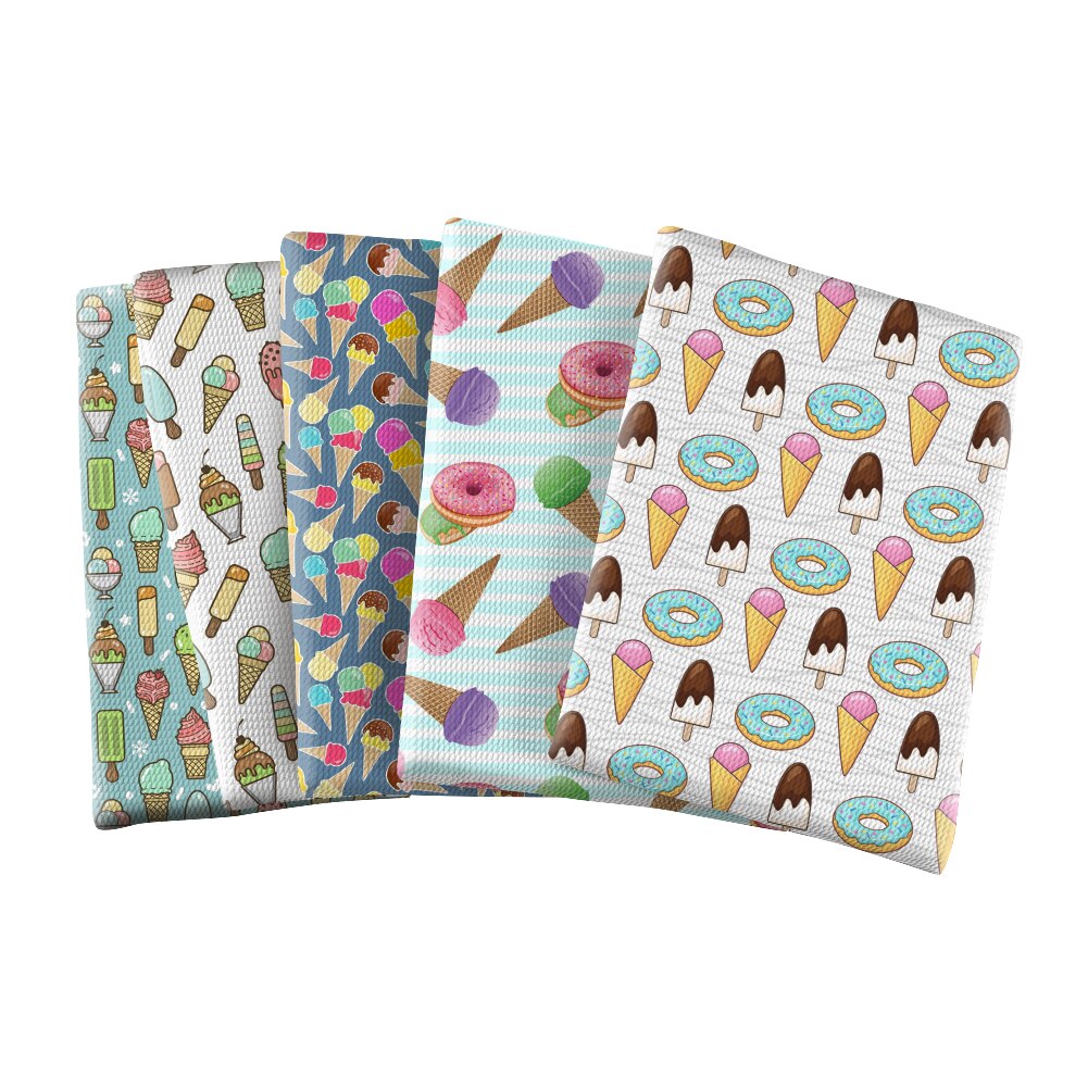 Bubble Fabric Textile Sewing Cloth Fabrics Printed Ice-cream Designs DIY Craft Dress Apparel Sewing Supplies 50*145cm