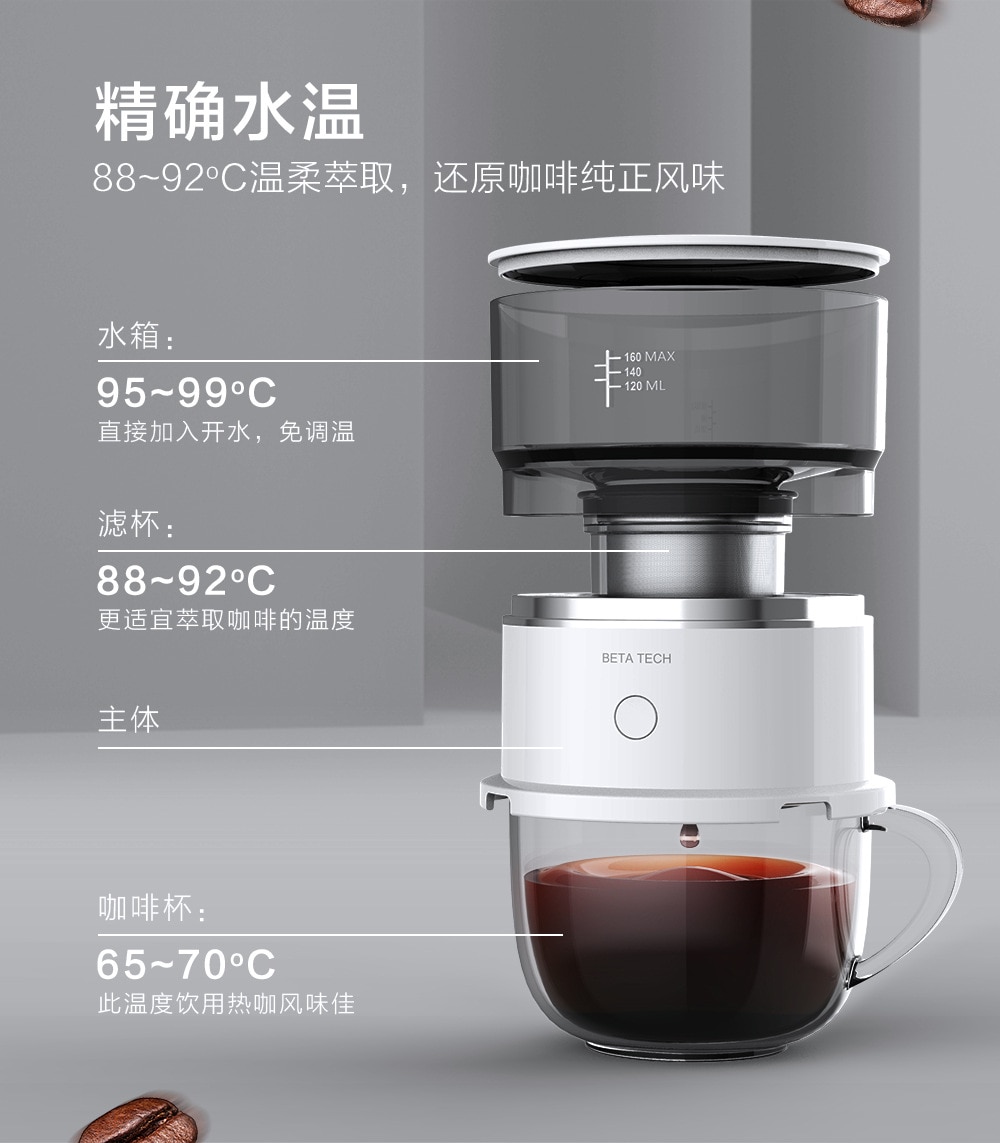 Portable Mini Coffee Machine Coffee Brewer Grinder Automatic Hand Brewing Drip Coffee Pot