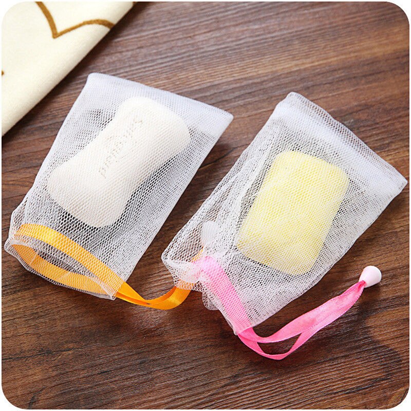 10Pcs Kleur Willekeurige Zeep Blister Mesh Double-Layer Zeep Netto Schuimende Netto Bubble Mesh Bag