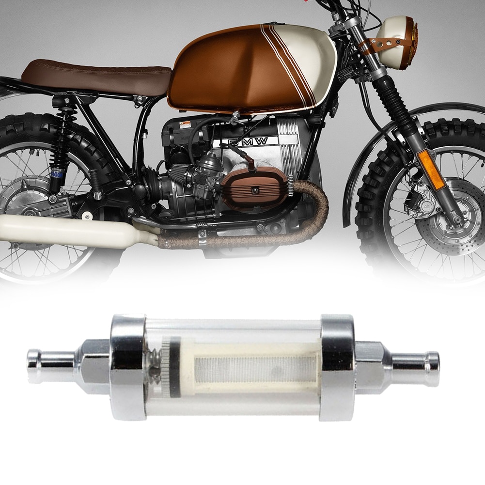 Filtro de combustible en línea, accesorio automático de gasolina práctico, transparente, fácil de instalar, limpiador de aceite lavable, de Metal para motocicleta