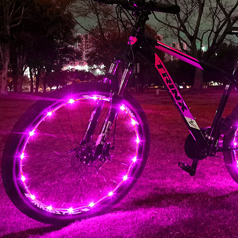 Motorrad Fahrrad Licht Außen Schnur Licht 2M/20LED Radfahren Fahrrad Fahrrad Räder gesprochen Licht Lampe Schnur Lichter draussen: Violett / Linie Typ