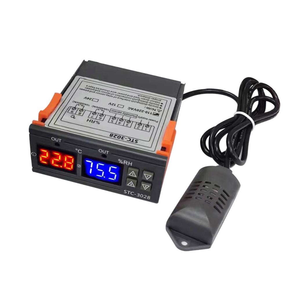 Temperature and Humidity Controller - Pre-Wired Dual Stage Thermostat adn Humidistat for Mushroom Greenhouse Reptile