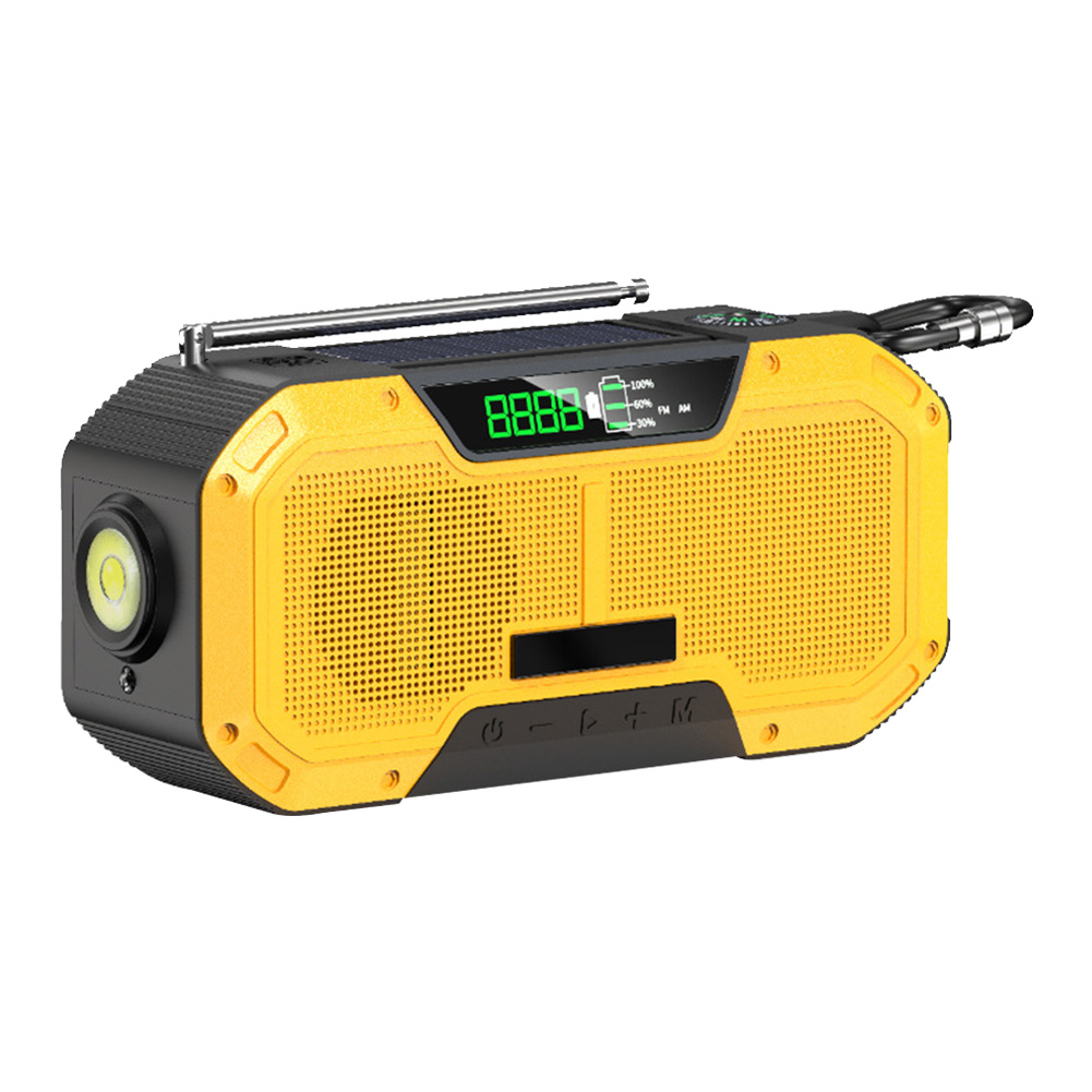 DF-580 Portable Bluetooth Speaker Hand Crank Solar Radio AM/FM Emergency Radios LED Flashlight 5000mAh Power Bank for Cell Phone: Yellow