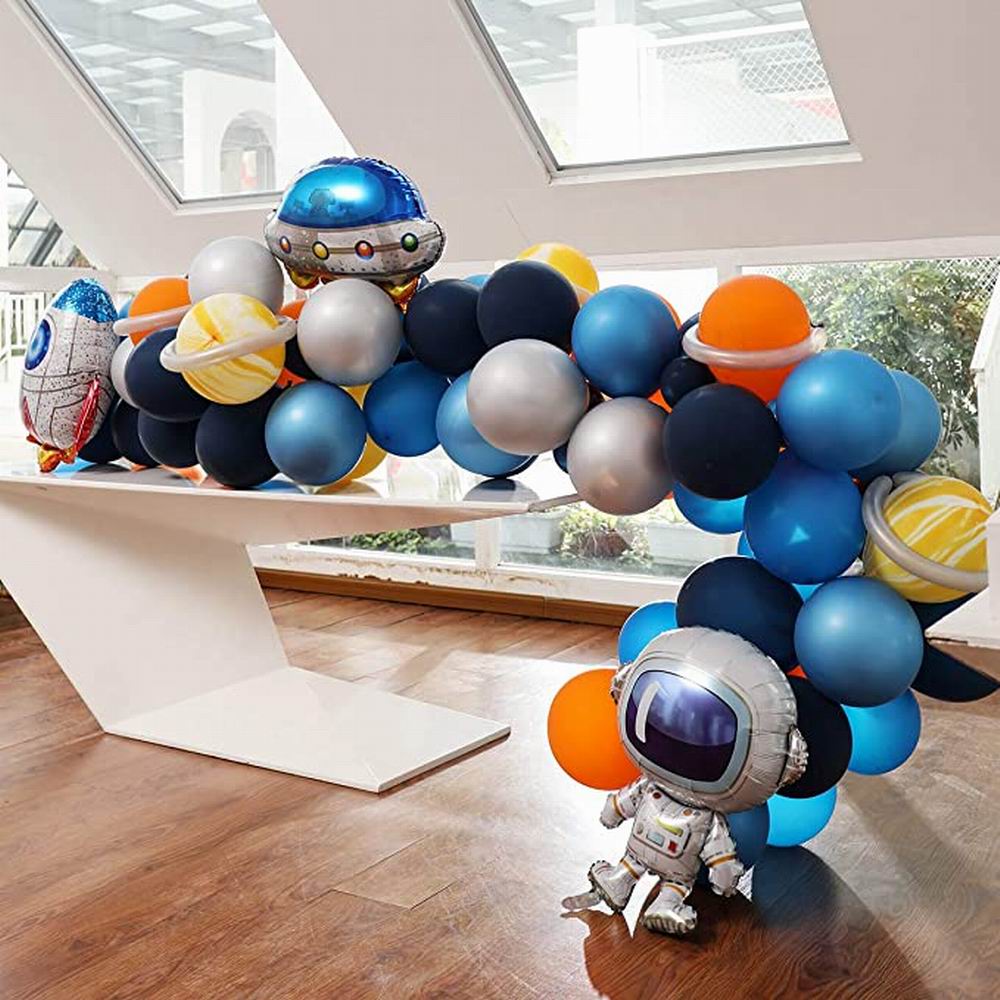 Outer Space Balloon Garland Kit 85Pcs Universe Space Planets Party UFO Rocket Astronaut Balloons Kids Birthday Party Decorations