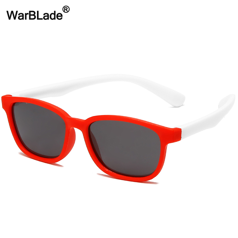 Warblade Gepolariseerde Kids Zonnebril Vierkante Siliconen Flexibele Kinderen Jongens Meisjes Zonnebril Baby Shades Eyewear UV400 Oculos: red white