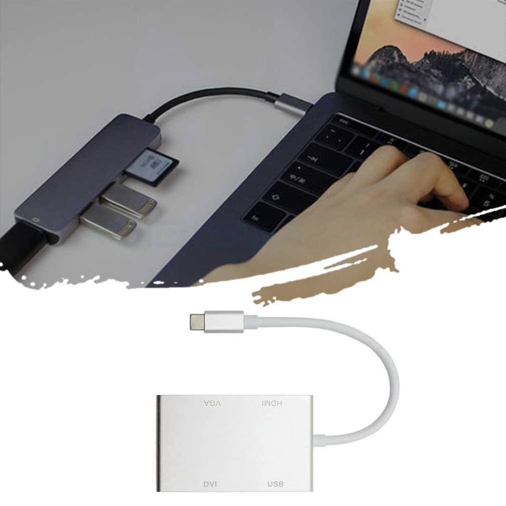 4 In 1 Usb 3.1 Type C Naar Hdmi Vga Dvi Usb 3.0 Ou... – Vicedeal