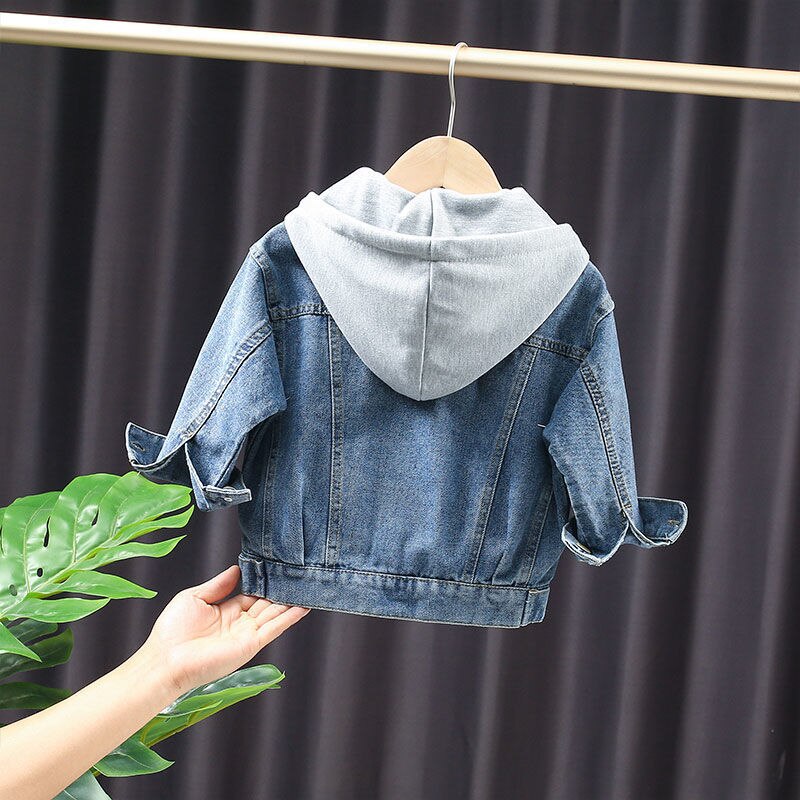 Lente Jongens Jas Denim Jassen Voor Meisjes Baby Jas Jongen Capuchon Baby Denim Jas Kinderkleding Kids Jas tops