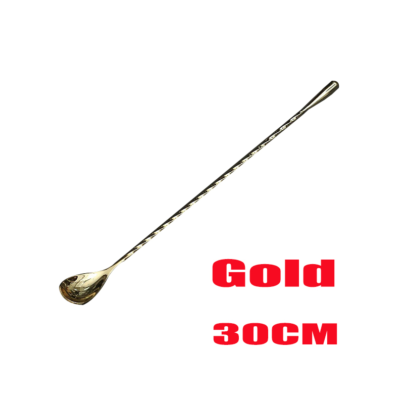 30 cm 40 cm 50 cm Rose gold Rvs Bar Lepels Hoffman Bar Lepels Cocktail Drink Mixer Bar Roeren menglepel Stirrer: gold 30cm