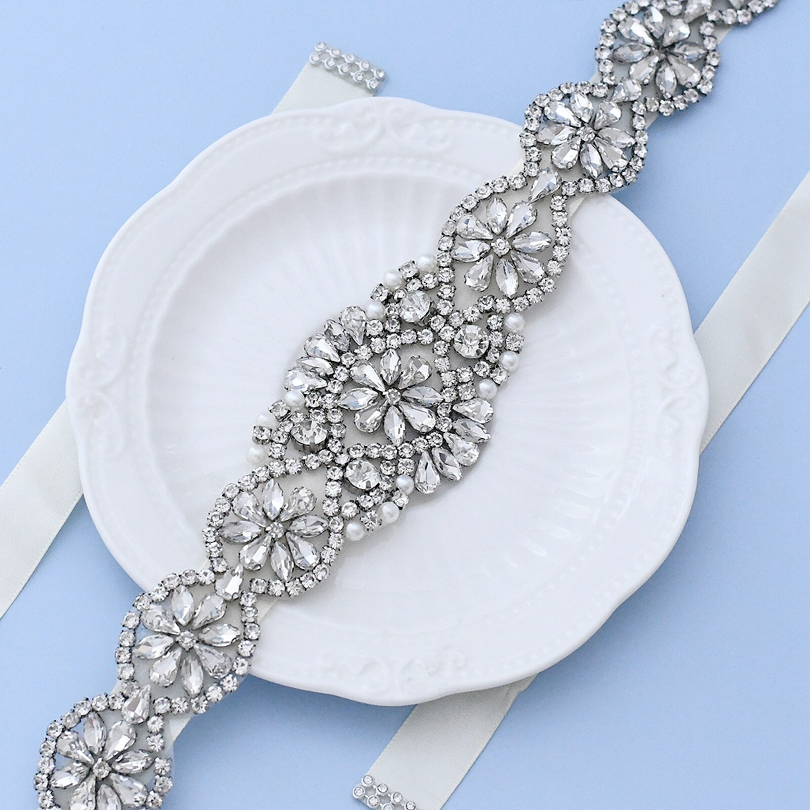 Cinturón de boda brillante, faja nupcial plateada, cinturones con cuentas de cristal, vestidos de noche, apliques de diamantes de imitación, vestidos de novia, fajas, cinturón brillante