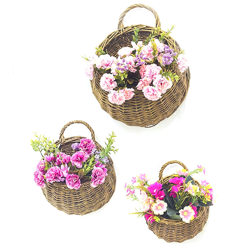 Cesta De Vime Pendurado De Parede, Plantador De Flores, Pote Da Videira Do Jardim, Suporte De Plantas, Vaso De Flores Do Ninho, Decoração De Casa
