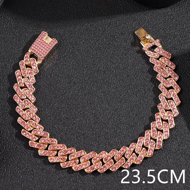 15mm Bling Strass Hip Hop Cuban Link Kette Armbänder für Frauen Männer Iced Out Volle Kristall Rapper Hand Kette luxus Schmuck: 0402RR