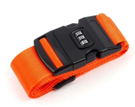 Sangle de bagage à serrure à combinaison, , ceintures de bagages réglables, valise de voyage de sécurité, sangles de transport, accessoires de voyage: Orange