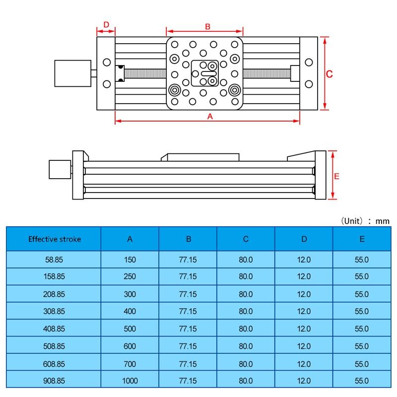 3D Printer Z Axis Screw T8 Z Axis Diy C Beam CNC Sliding Table 250mm
