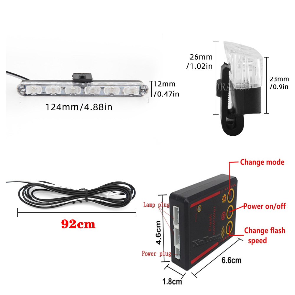 4x6LEDS Stroboscopen Fso Zaklamp Politielichten Stroboscooplichten LED Noodbrandweer Waarschuwing Knipperlicht Grill Auto Vrachtwagen Ambulance