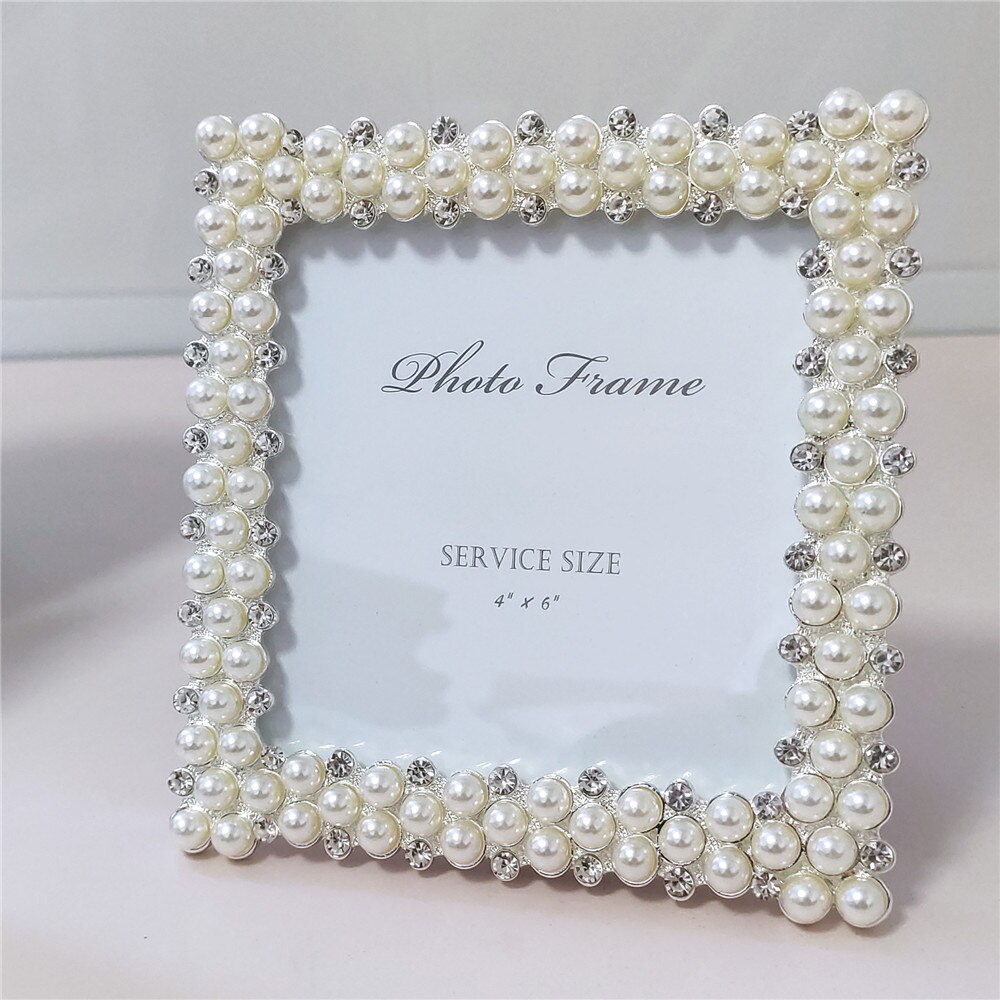 3/4/6/7 Inch Desktop Fotolijst Witte Parel Creatieve Bruiloft Fotolijst Strass Fotolijst home Decoratie