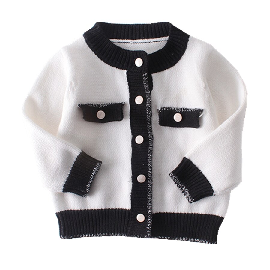 Baby Girl Cardigan Swater Black White Toddler Jacket Outerwear 3 6 9 12 18 24 Month Newborn Clothes OBS214865: 66cm (0-6Month)