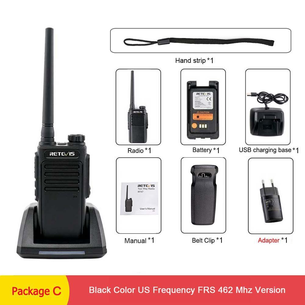 RETEVIS RT647/RT47 Walkie Talkie IP67 Wasserdichte PMR446 FRS Radio Comunicador VOX TOT Zwei-weg Radio Handheld Transceiver: FRS RT47-Package C