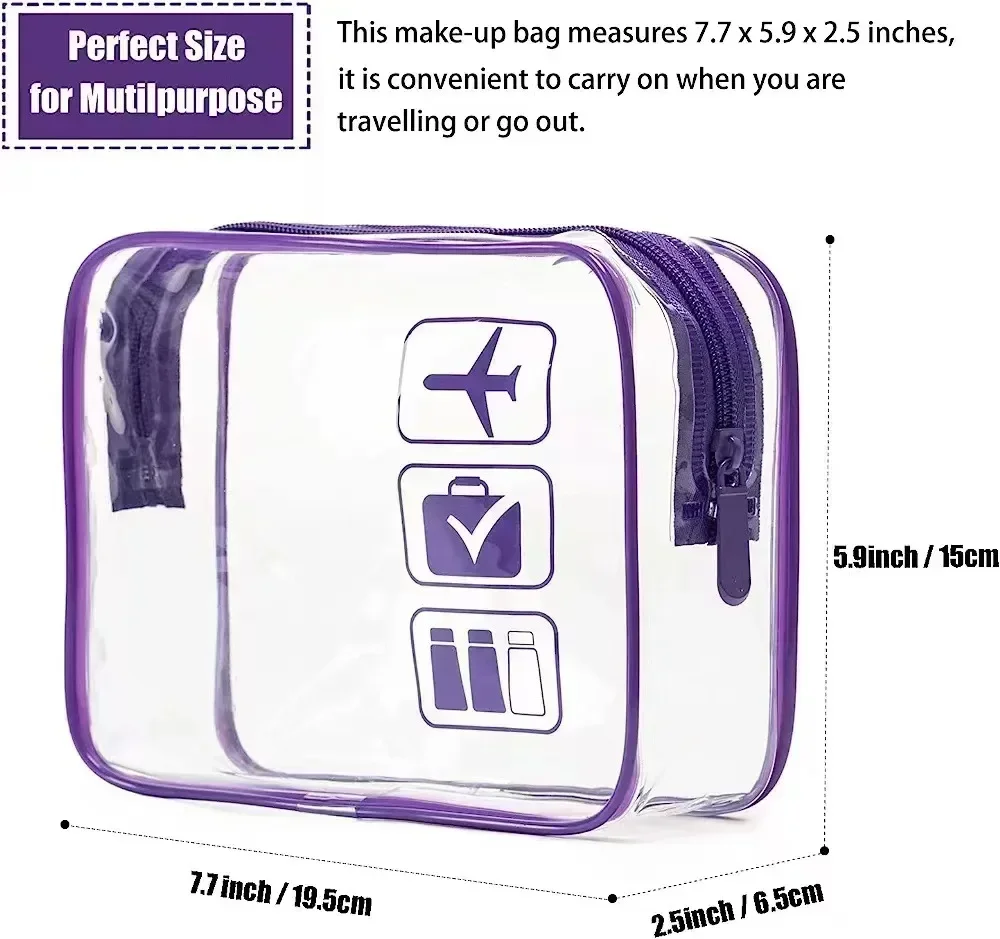 Organizzatori da viaggio in PVC trasparente da donna Custodie da viaggio Custodia da viaggio Spazzolino da denti Asciugamano Bagagli Borsa da Toilette cosmetica: Viola