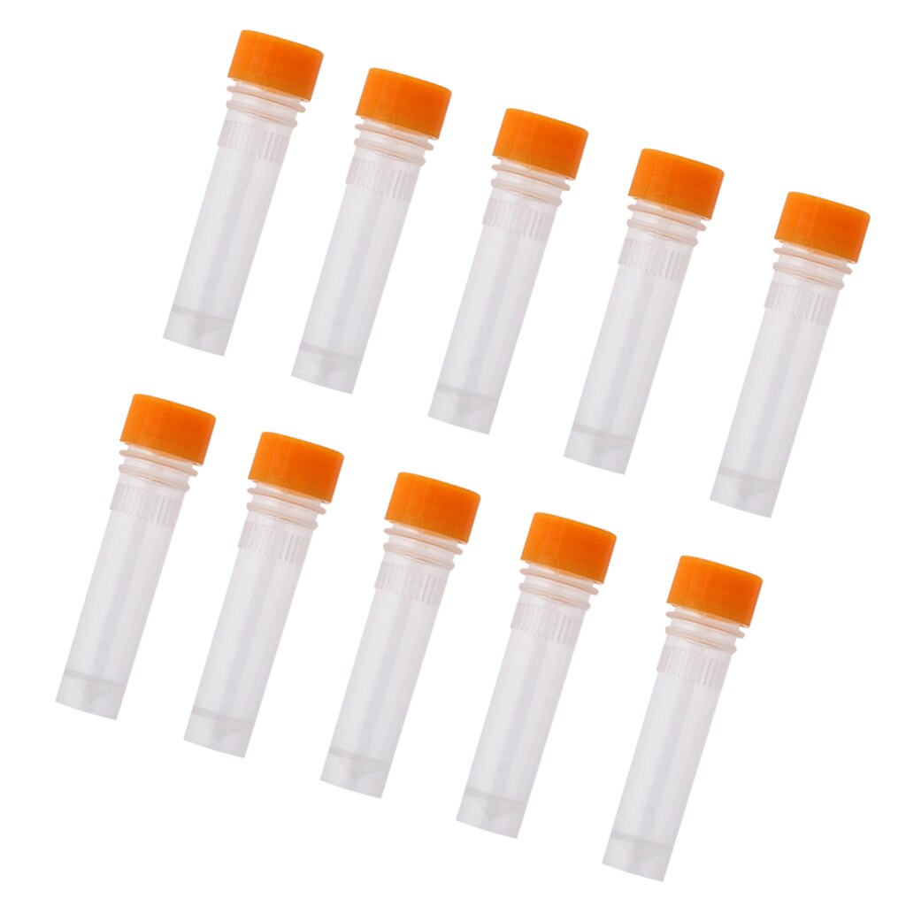 1.5ml Plastic Cryovial Measure Test Tube Vial Holder Container with Cap Pack of 10