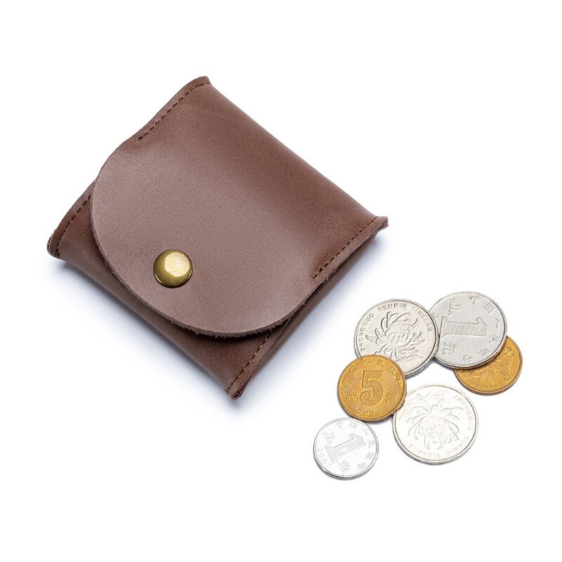 Pu læder møntpung ørepropper øretelefonholder pose til kvinder mænd lille pung skift pung organizer: Kaffe