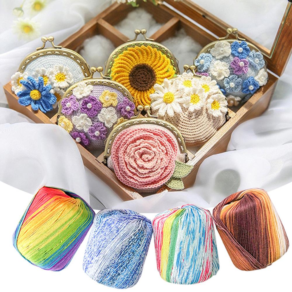 1pc Colorful Dyed Cotton Thread Wool Yarn DIY Knitted Floral Toys Sweater Thread Crochet Thread Cushion Hats Crochet Thread
