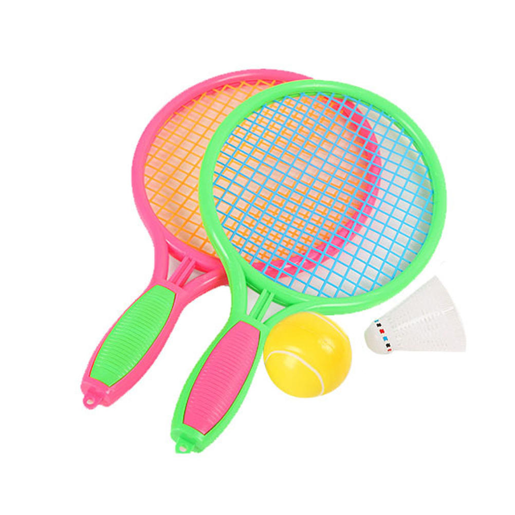 1 Pair of Childrens Tennis Racket Kids Plastic Badminton Rackets Game Props for Kindergarten Primary School (Size M Pink)