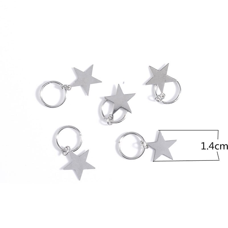 6Pcs Vlinder Ster Hanger Haar Clip Voor Vrouwen Braid Trendy Metalen Haar Ringen Westerse Stijl Haaraccessoires Meisjes Diy hoofdtooi: Silver Star