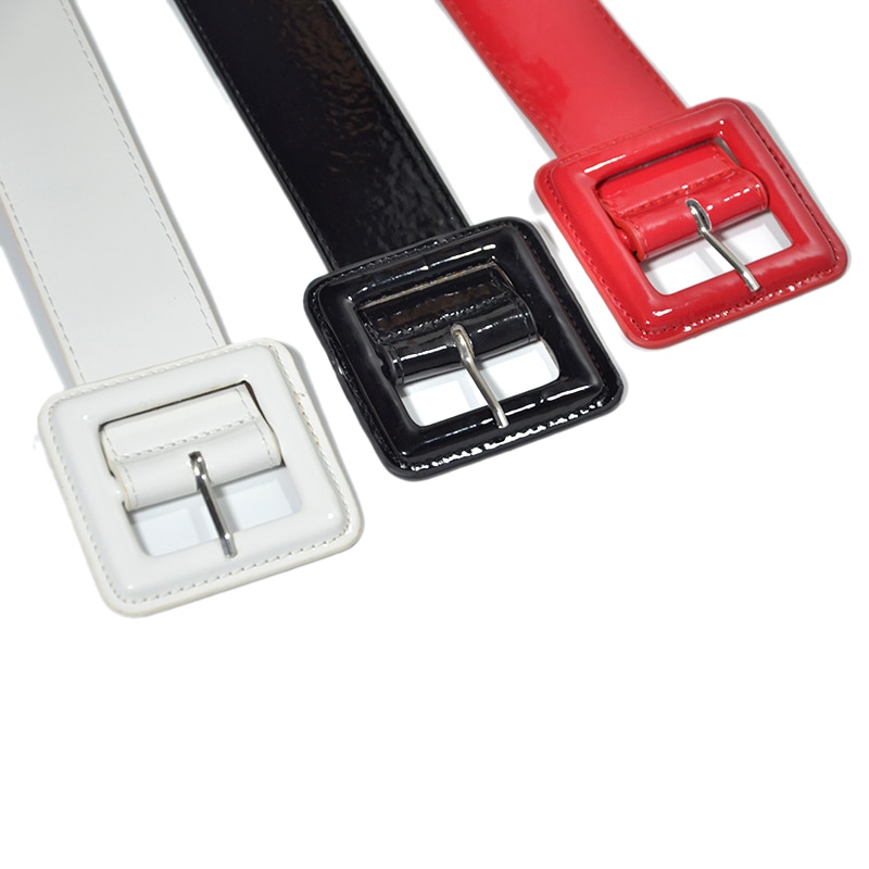 Mode Dame Brede Witte Riem Vierkante Pin Gesp Solid Pu Lederen Band Riemen Vrouwen Weding Party Dress Accessoire Bg-936