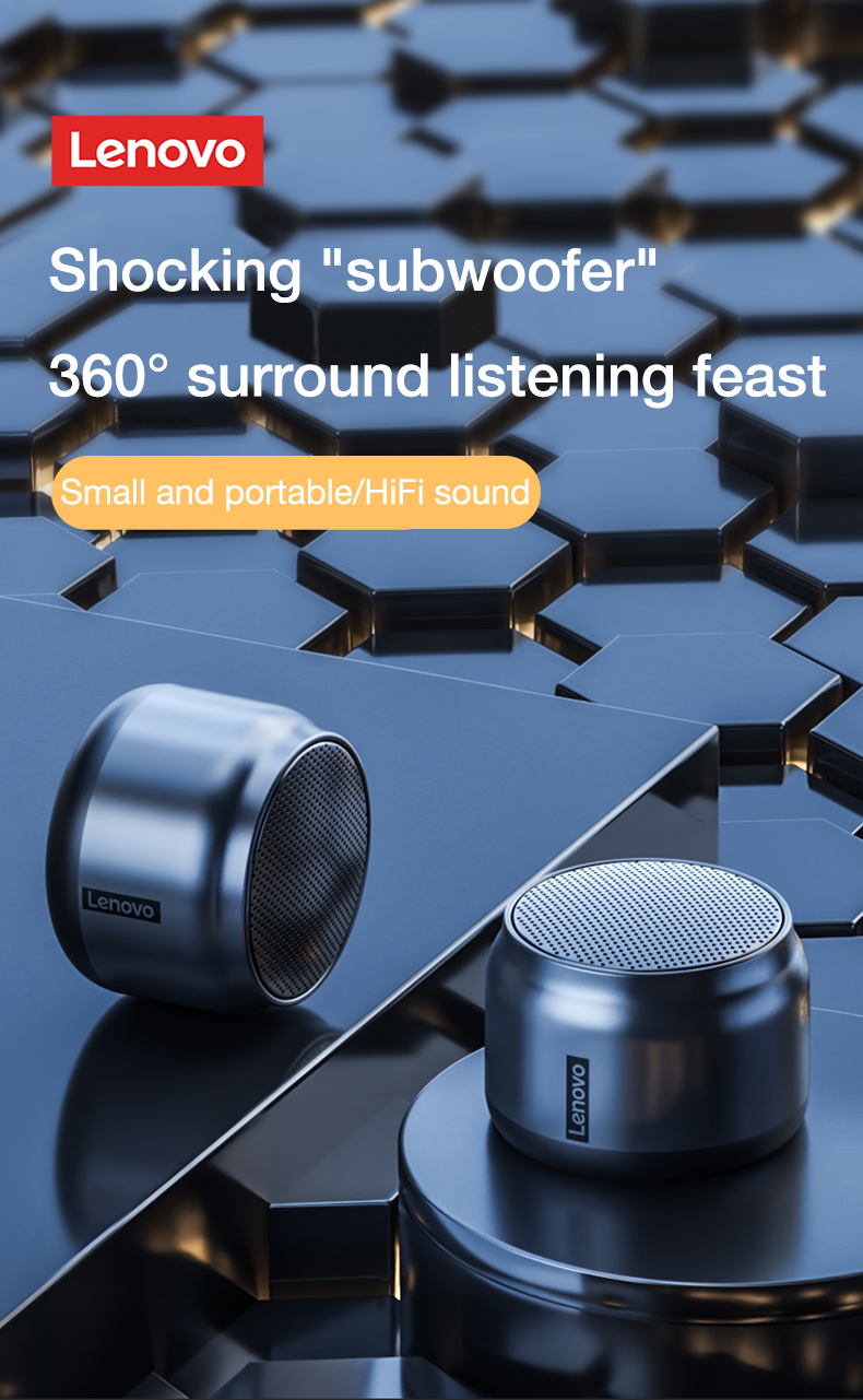 Lenovo K3 kabellos BT 5,0 Lautsprecher Tragbare kabellos Stereo Lautsprecher Audio--Spieler 3D Stereo umgeben Klang Drahtlose Lautsprecher Mic