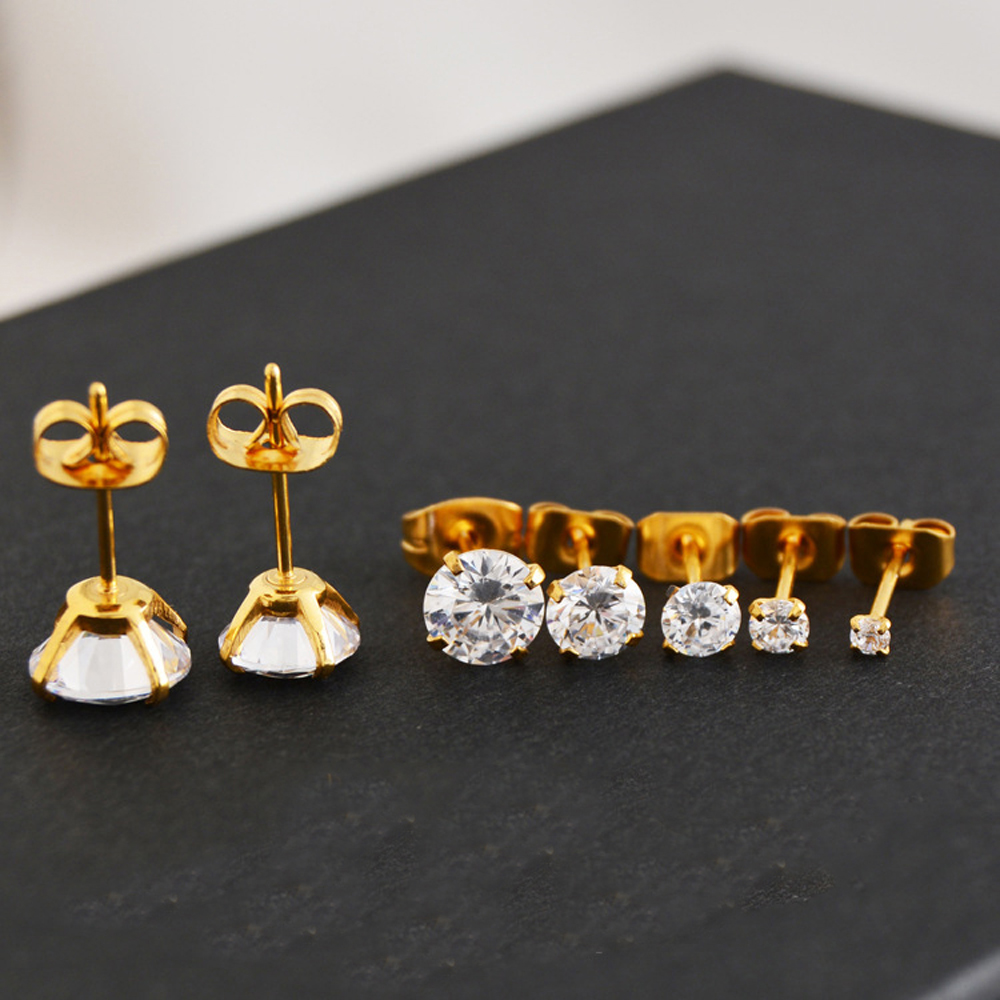 1 Paar Classic Roestvrij Stee Stud Oorbellen Voor Vrouwen Cz Zirkoon Oor Piercing Chirurgisch Staal Oor Sieraden Voor Mannen Jongens vrouwen Meisjes