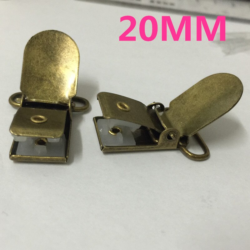 25pcs/lot 20mm Metal Antique Bronze Tone Hook baby Dummy Pacifier Holder Clips Suspender Clip Soother clips for ribbon