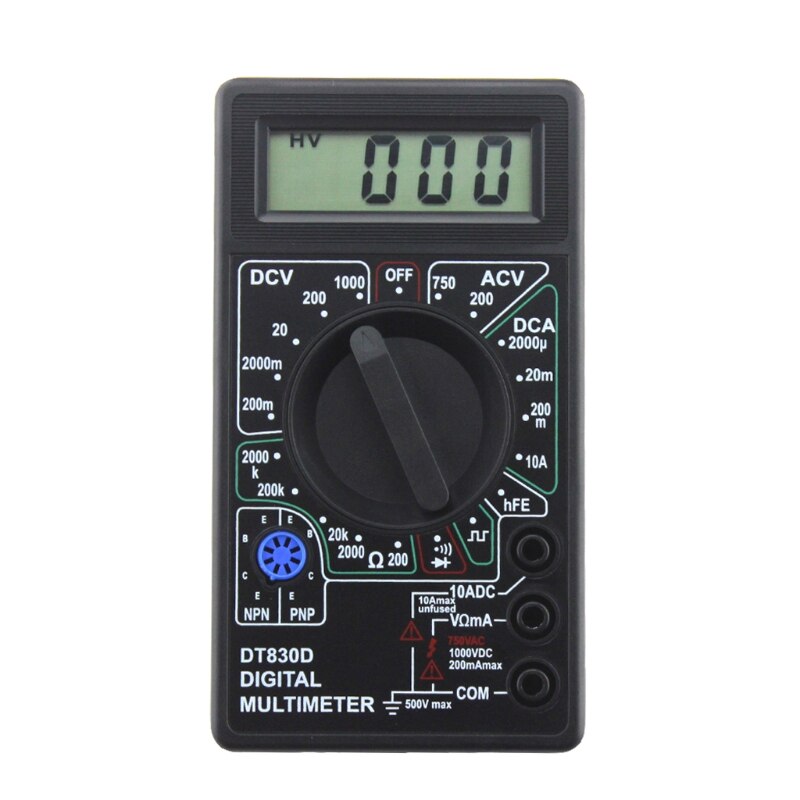 1Pc Digital Multimeter with Buzzer Voltage Ampere Meter Test Probe DC AC LCD