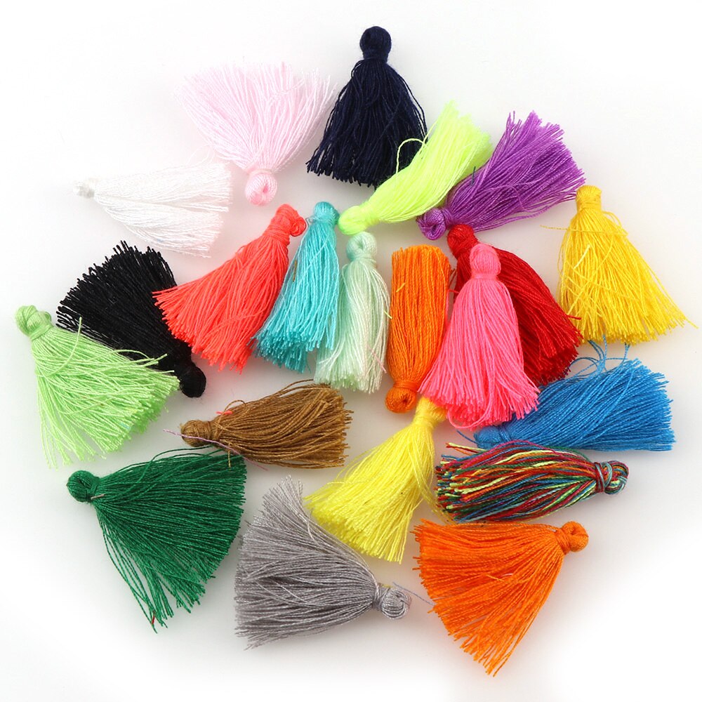 30Pcs 14Mm 27Mm 32Mm 44Mm Kwasten Katoen Charms Imitatie Zijde Satijn Kwasten Hanger Voor Maken armband Oorbel Sieraden: DK833-18