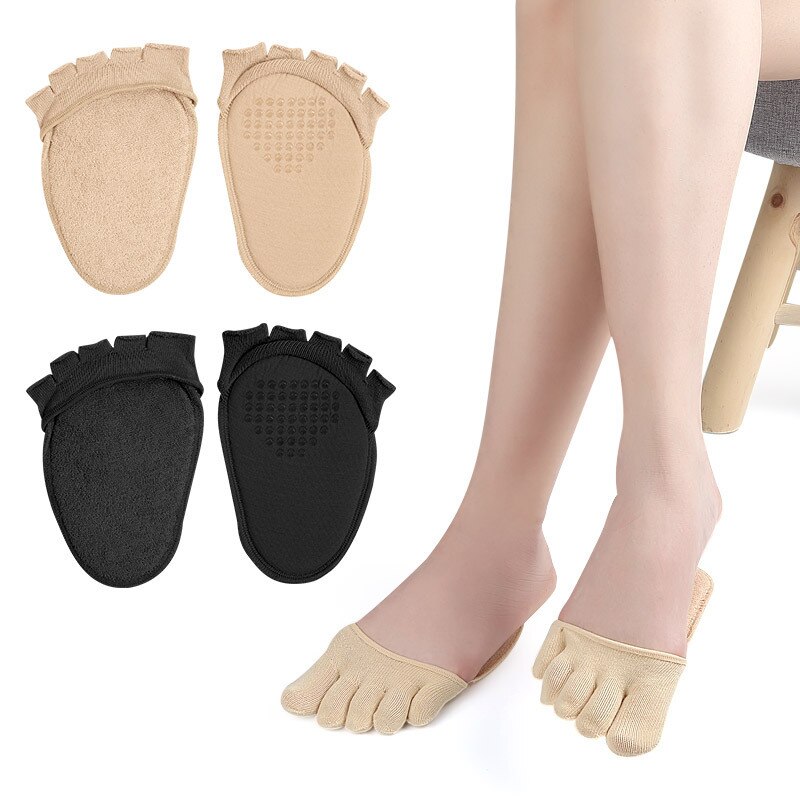 Separador de dedos de media palma, antideslizante, absorbente de sudor, plantillas elásticas, calcetines de cinco dedos, almohadillas de juanete, Hallux Valgus