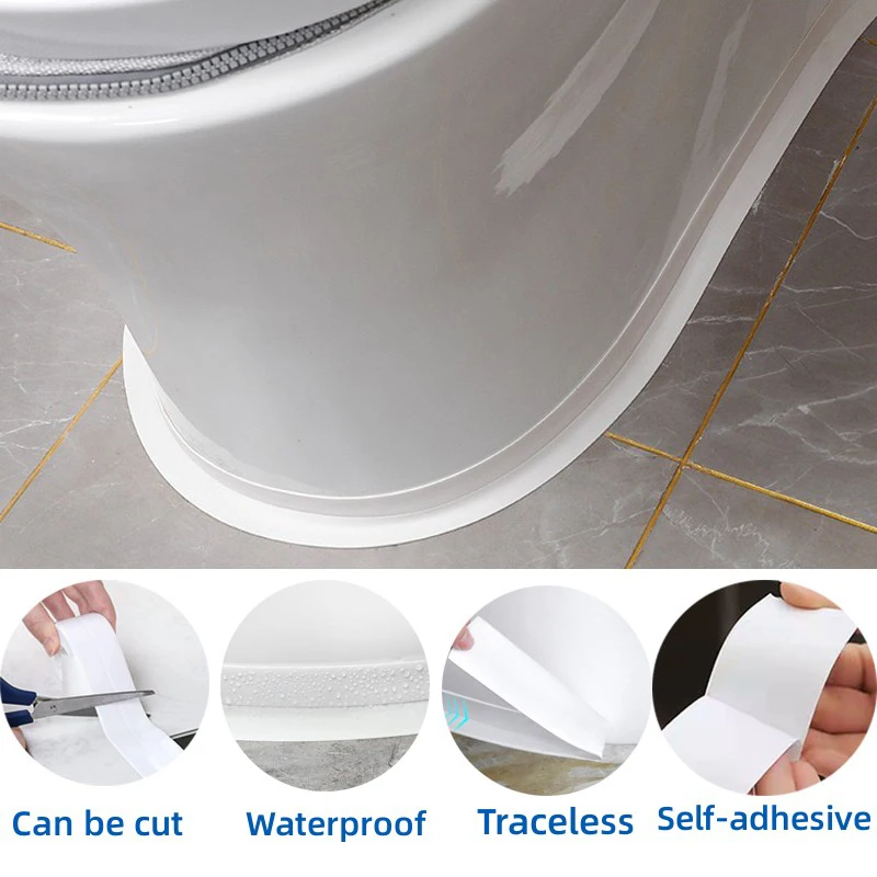 1 rollo de cinta de sellado de PVC para baño, cocina, tira de calafateo, pegatinas de pared autoadhesivas impermeables, cintas de sellado a prueba de moho