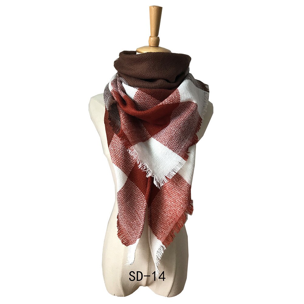 & Plaid Blanket Scarf Women Big Square Long Scarves Warm Tartan Checked Shaw Classic Tassel Plaid Scarf Winter Neck Warmer: C