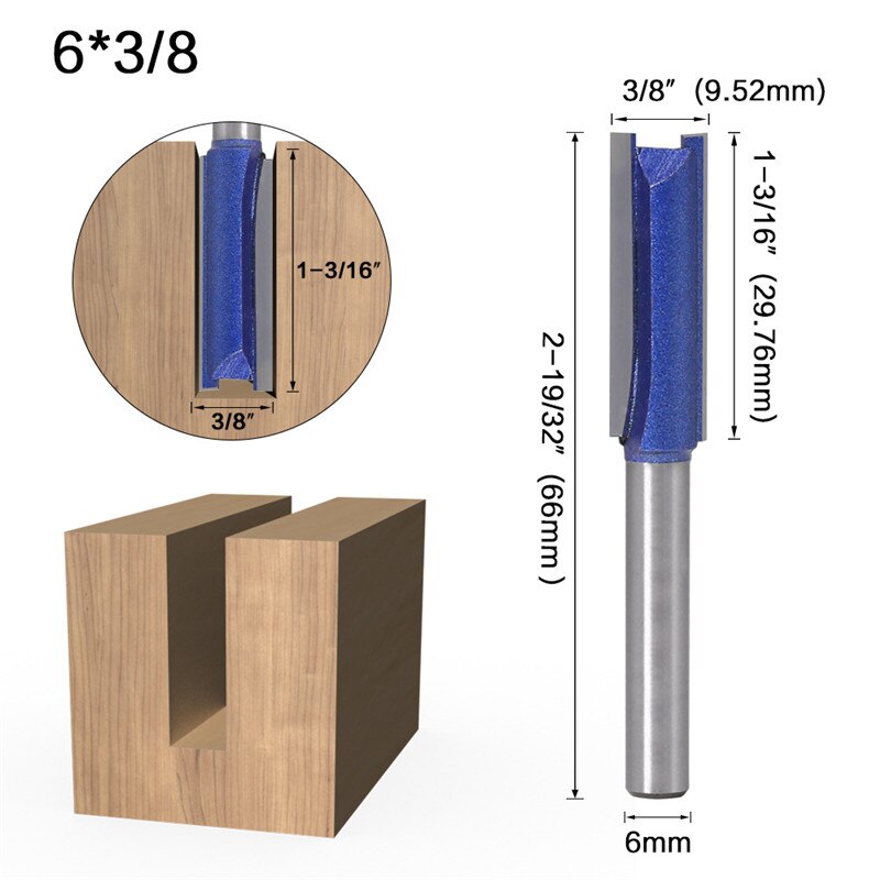 6mm Shank 4 Sizes Straight Woodworking Router Bit Set Carpenter Milling Cutter Wood Cutters Grooving Slotting Woodworking Tool