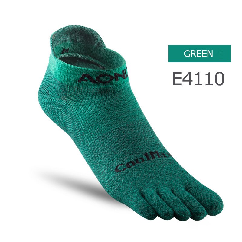 AONIJIE Een Paar Lichtgewicht Sokken Low Cut Athletic Teen Sokken Kwart Sokken Voor Vijf Tenen Barefoot Loopschoenen Marathon Ras: E4110 Green / S