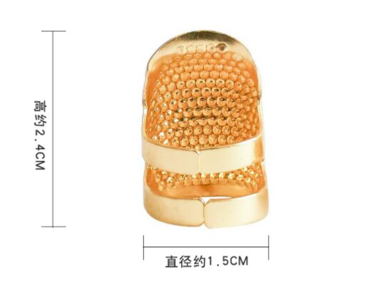 Household retro sewing thimble device sewing finger protection cover handmade needle thimble craft DIY sewing tool accessories: gold-S