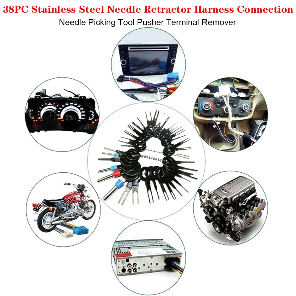 38/41/59pcs Hand Tools Car Puller Tooling Pin Extractor Automotive Terminals Remover Kit Plug Electrician Wire Pinout Connectors