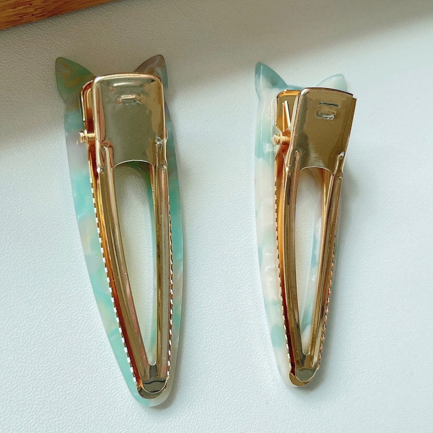 Clip de pico de pato con forma de gato de acetato, 2 piezas, horquillas acrílicas multicolores, accesorios para el cabello