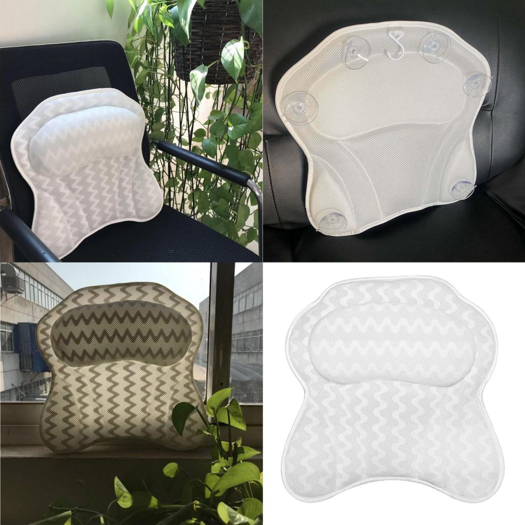 Relaxing Soft Bath Pillow Spa Head Neck Shoulder Rest Cushion Back Support Pad Spa Pillow Massage Pillow Headrest Suction Cup