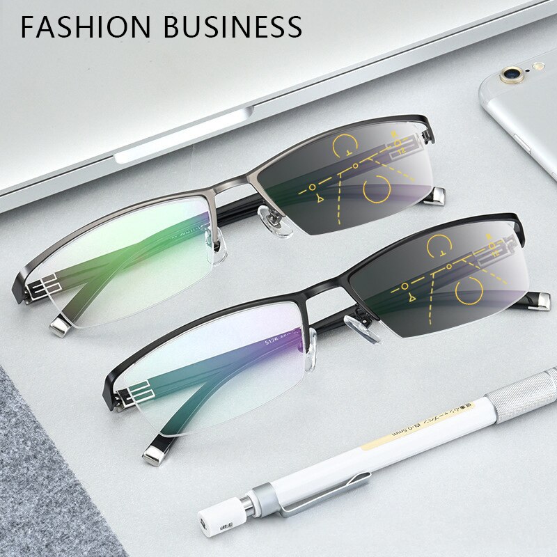 Popular Men Prescription Glasses Quality Multifocal Photochromic Reading Glasses Custom Anti-fatigue Astigmatism Myopia Eyeglass